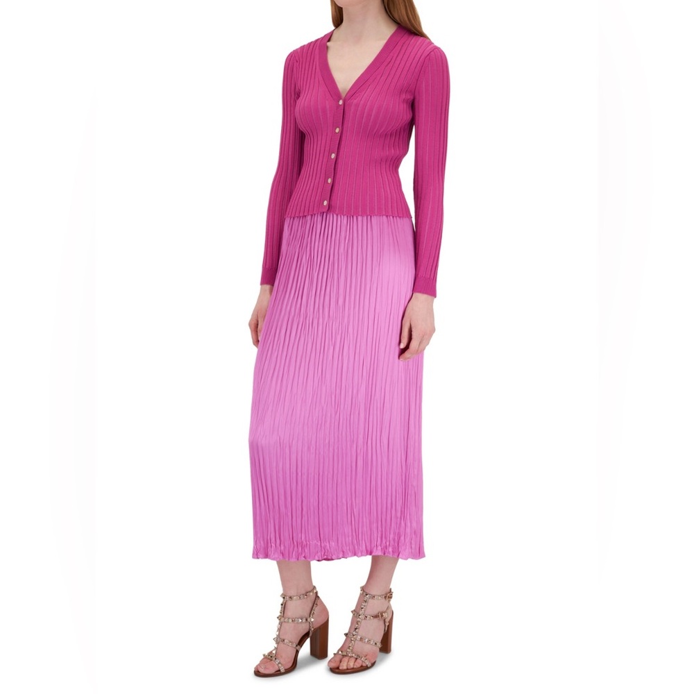 Vince Rose Pleated Midi column Skirt size M